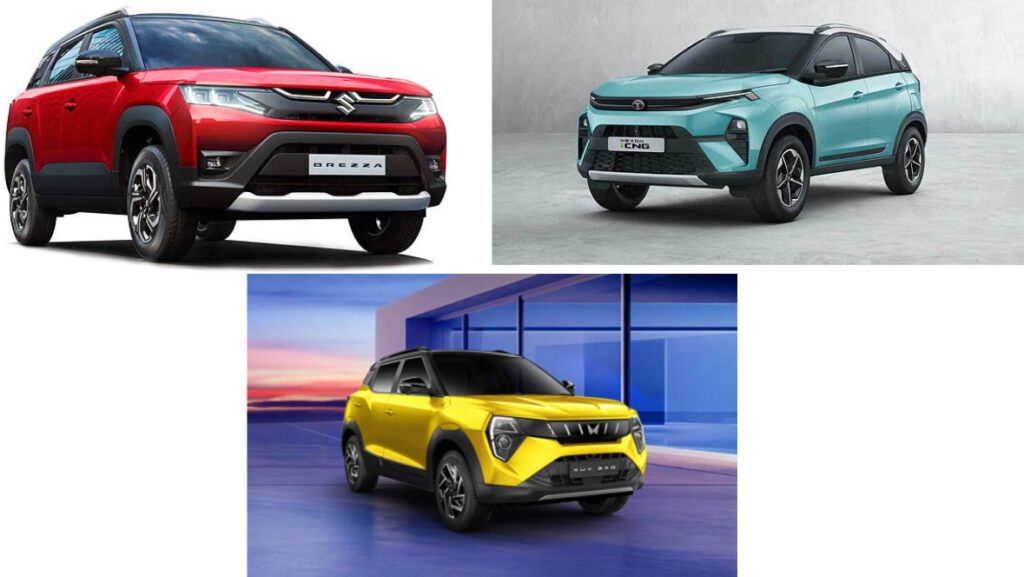 Comparison between Mahindra XUV 3XO, Tata Nexon, and Maruti Suzuki Brezza